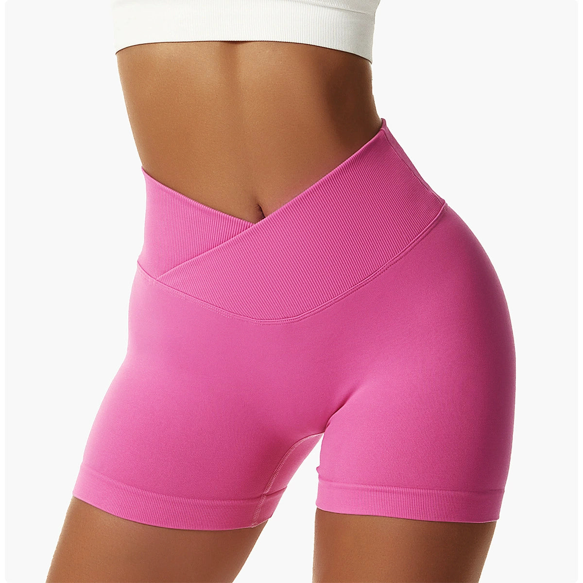 Yoga Cross Stretch Knitting High Waist Fitness Shorts