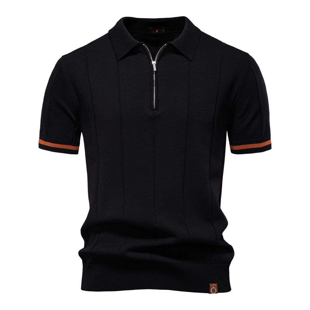 Woolen Zipper Polo Shirt