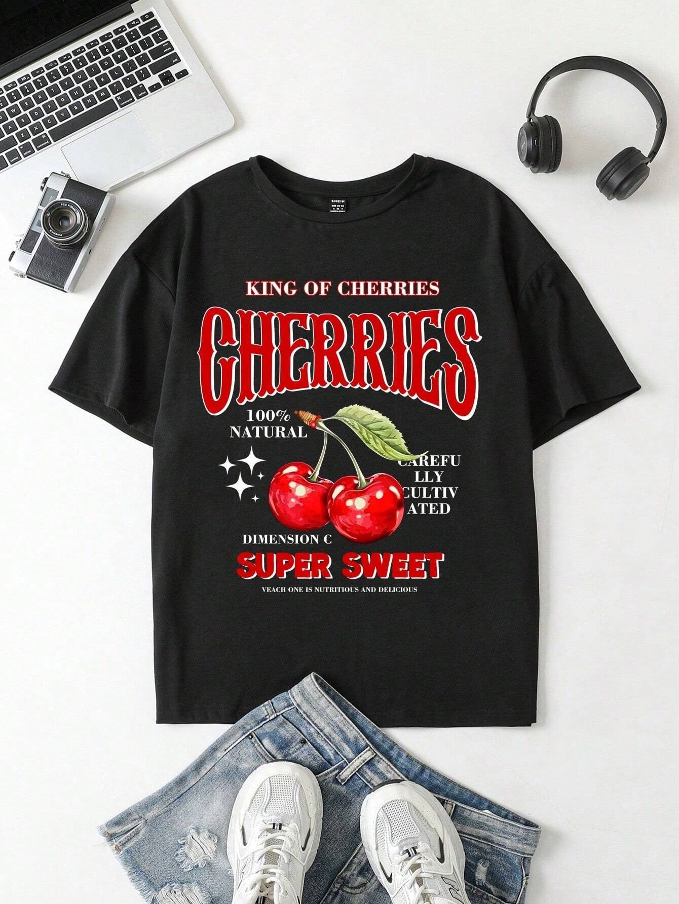Cherry Ocean Shark Print Tee