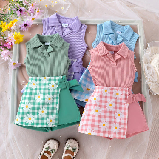 Plaid Stitching Shorts Outfit