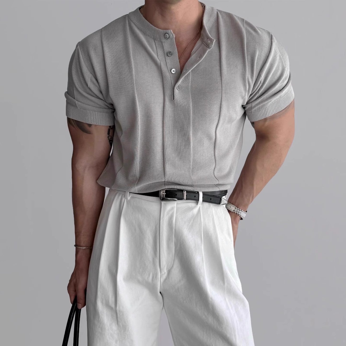 Vertical Stripes Ice Silk Shirt