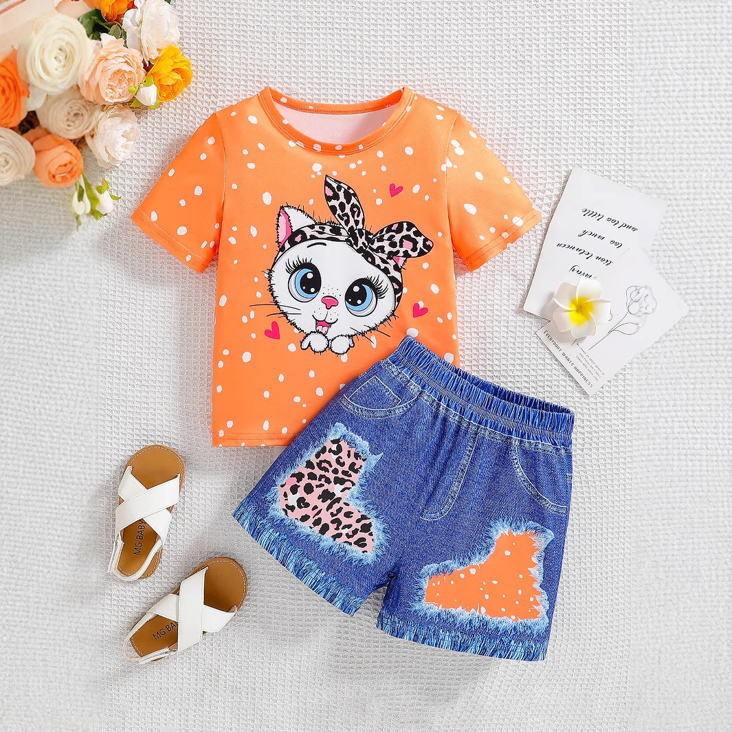 Cartoon Leopard Print Two-Piece Outfit
