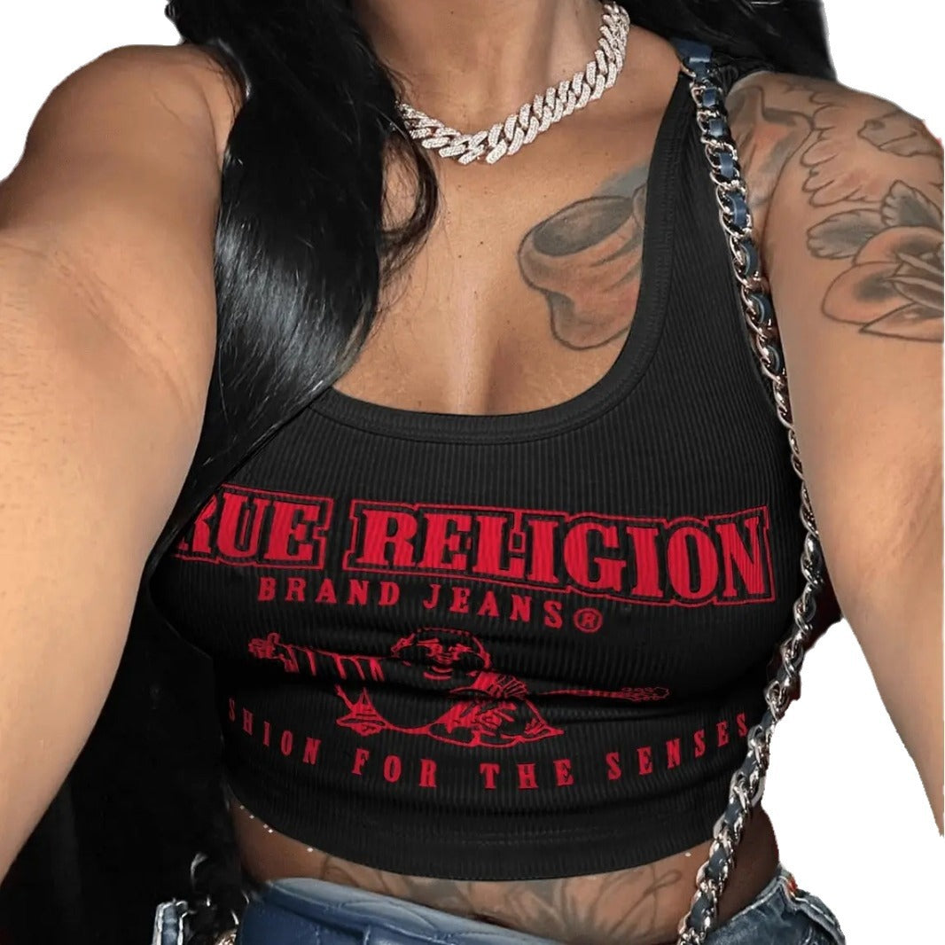 "True Religion" Print Cropped Tank