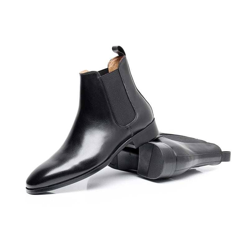 Genuine Leather Rounded Chelsea Boots