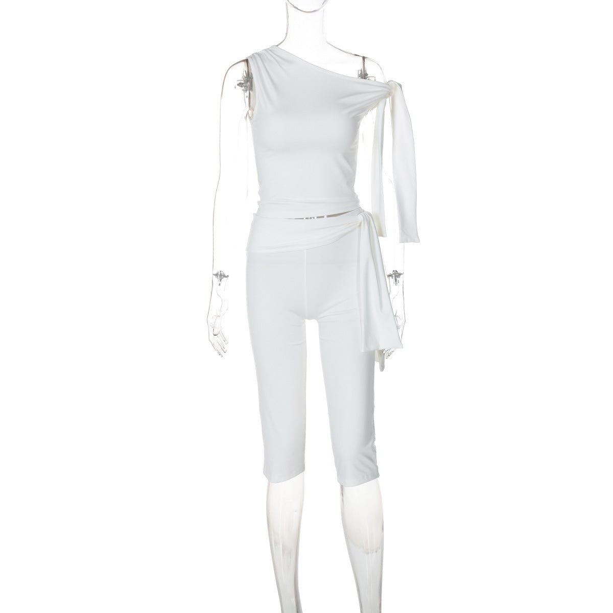 One-Shoulder Bandage Tight Two-Piece Set