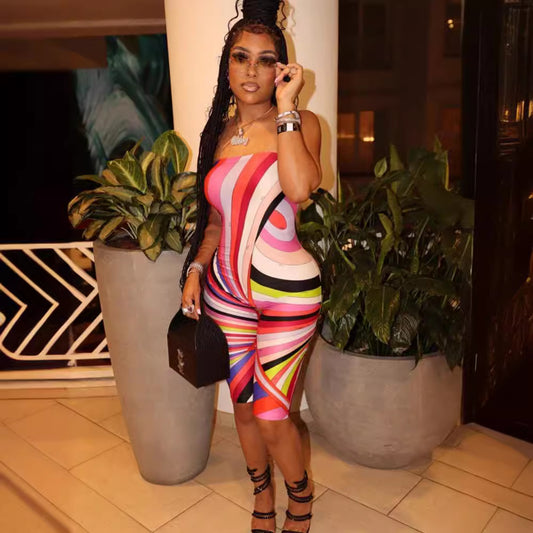 Floral Print Chest Wrap Jumpsuit