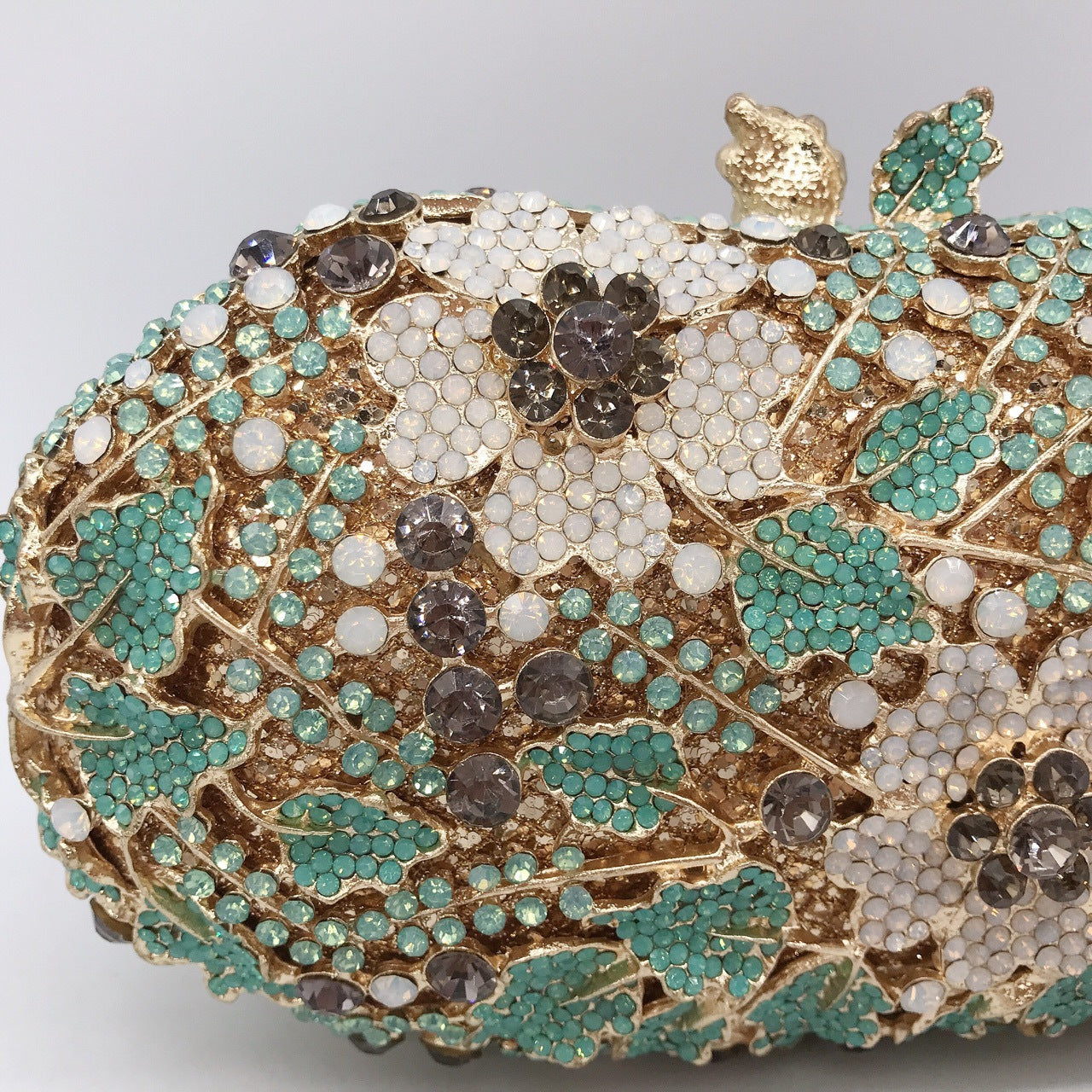 Floral Pattern Diamond Stud Clutch