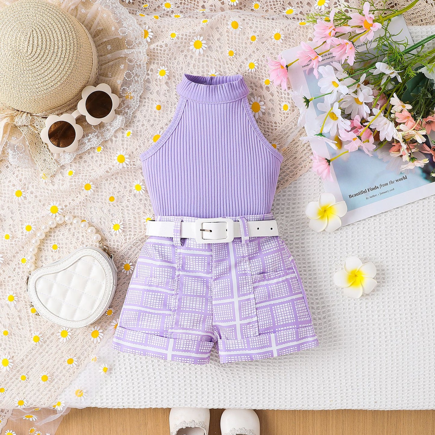 Halter Top Printed Shorts Set