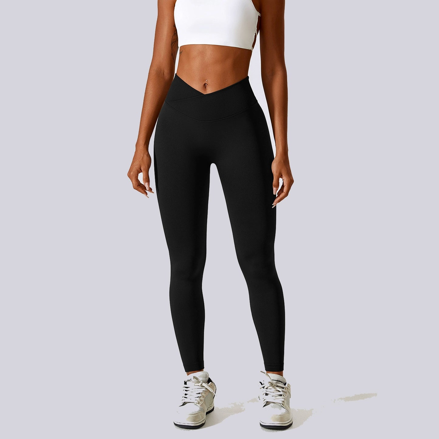 Yoga Cross Stretch Knitting High Waist Fitness Shorts