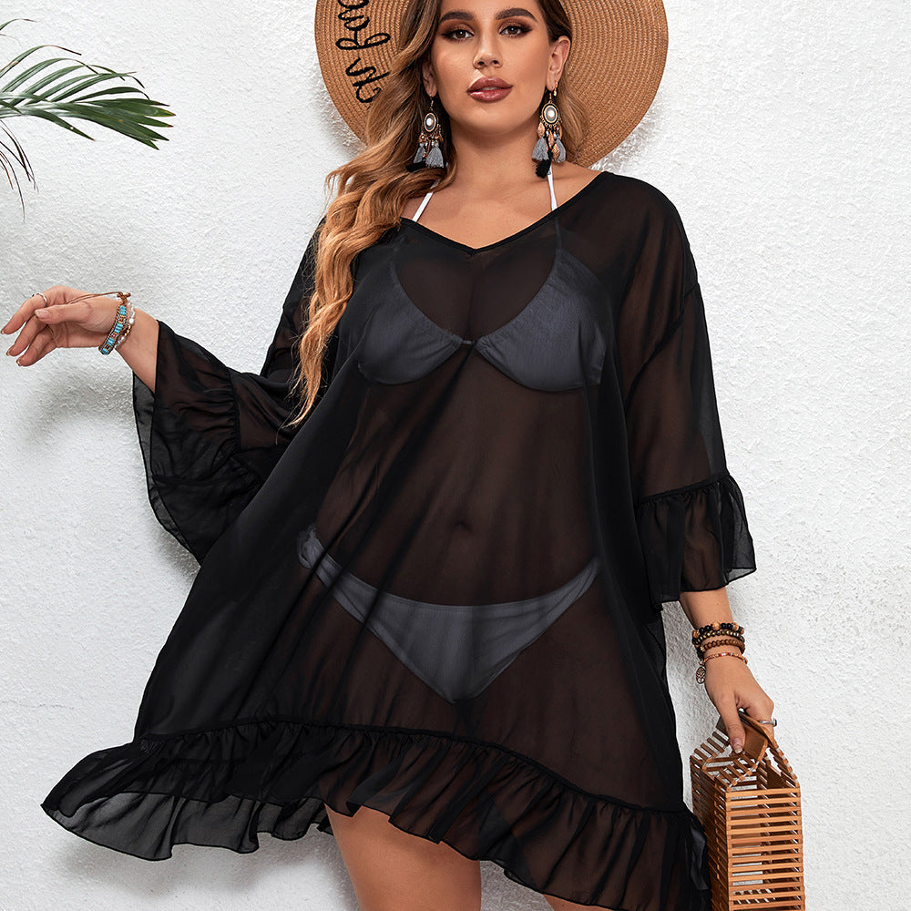 See-Through Bikini One-Piece Cover up - Plus Size