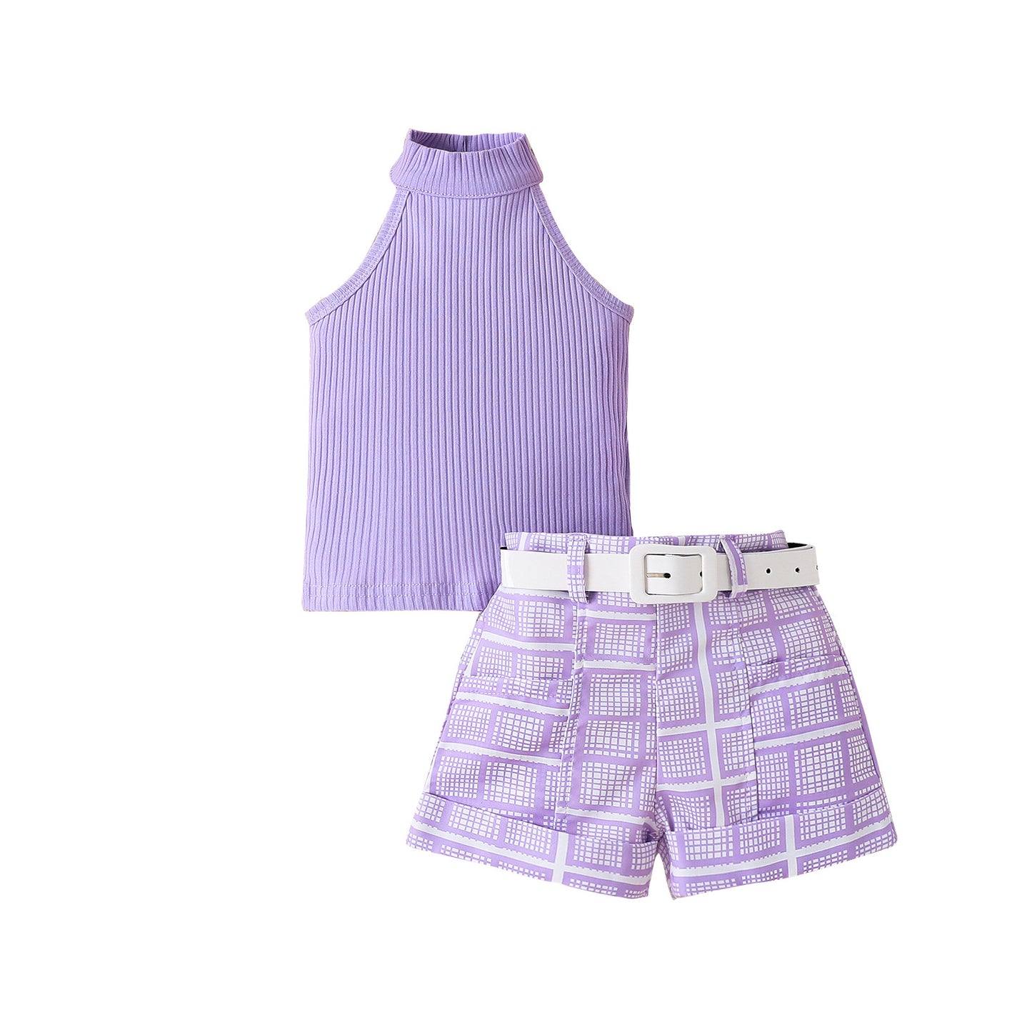 Halter Top Printed Shorts Set