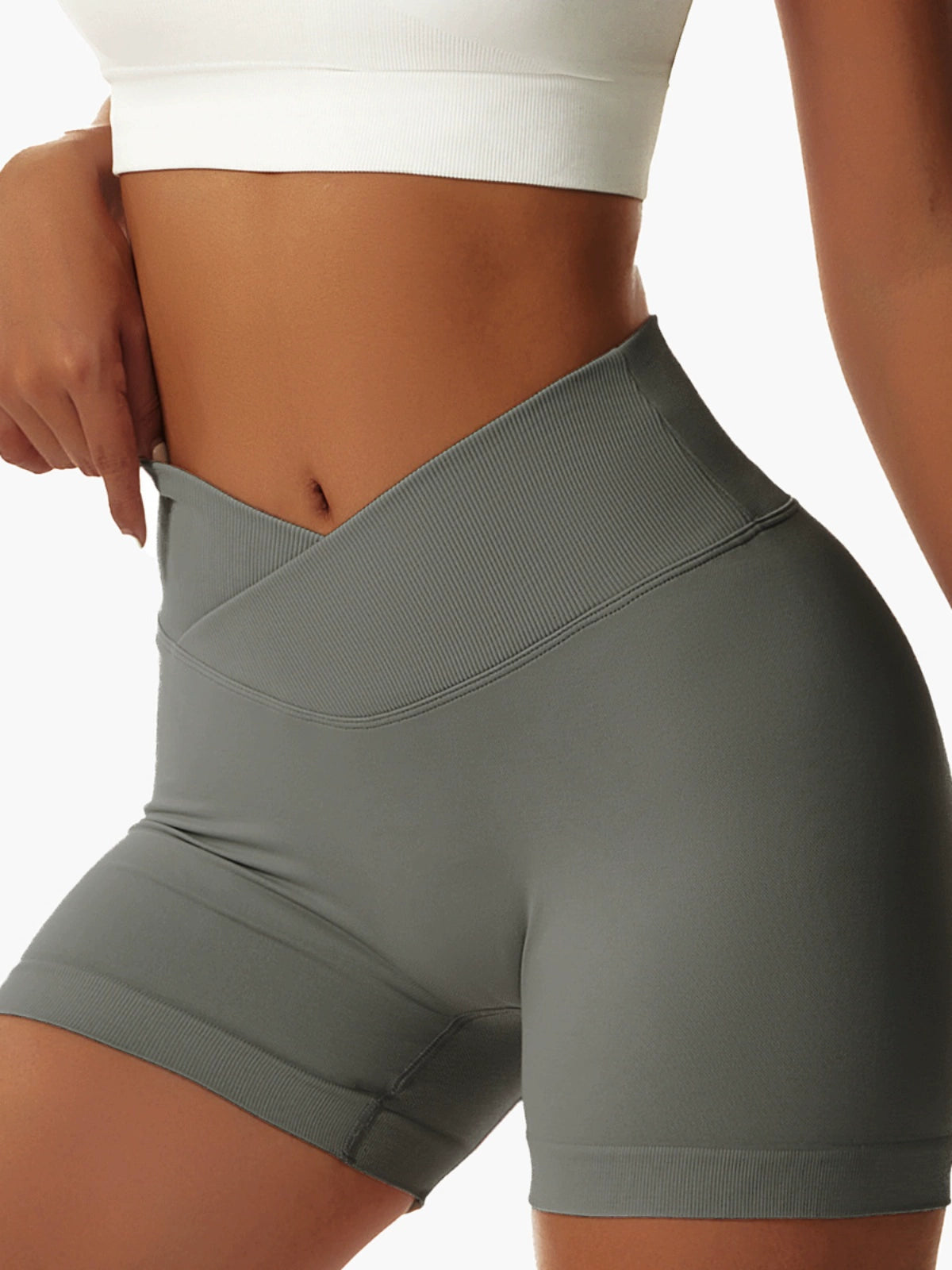 Yoga Cross Stretch Knitting High Waist Fitness Shorts