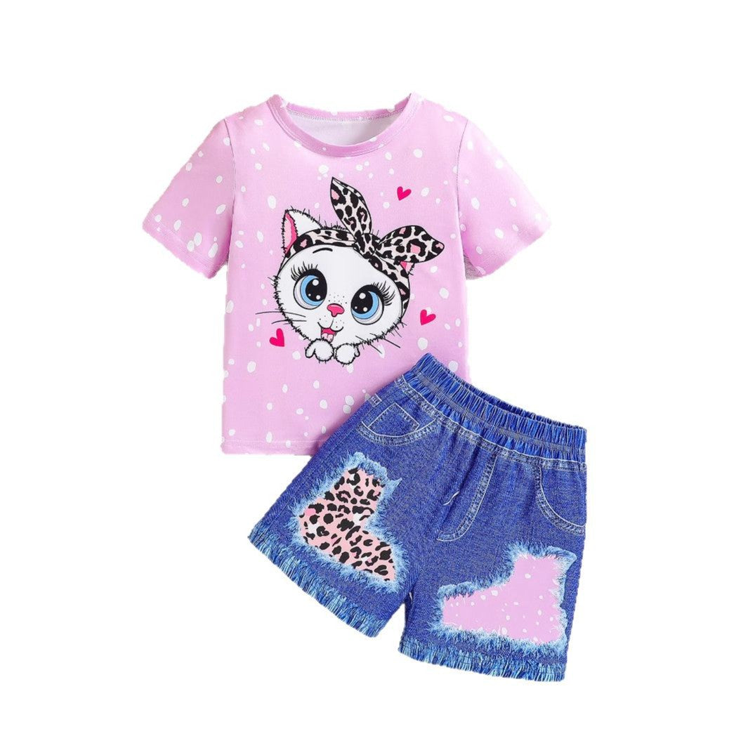 Cartoon Leopard Print Two-Piece Outfit