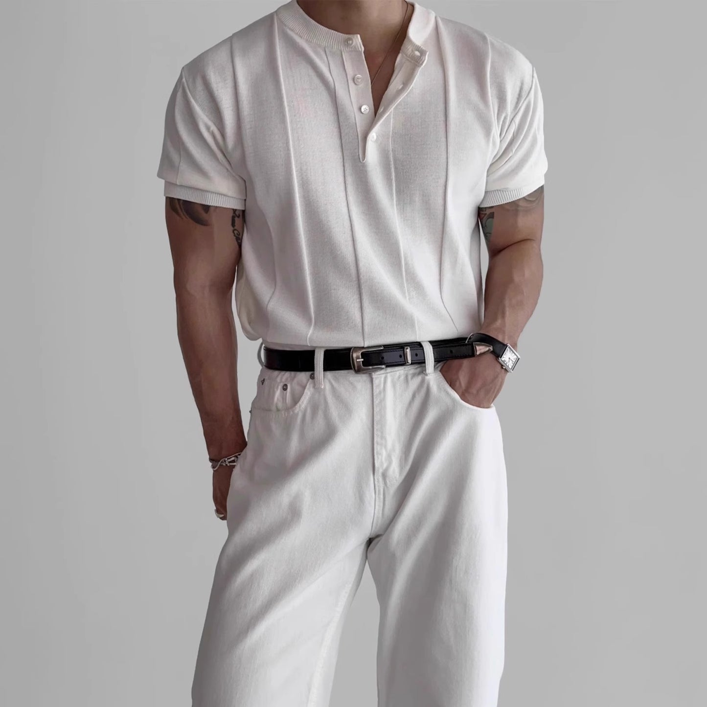 Vertical Stripes Ice Silk Shirt