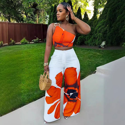 Off Shoulder Wide-Legged Two-Piece Set