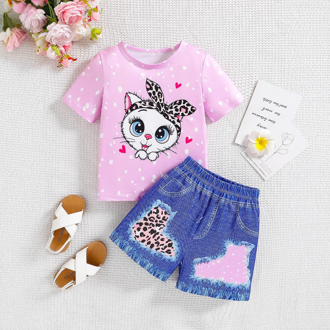 Cartoon Leopard Print Two-Piece Outfit