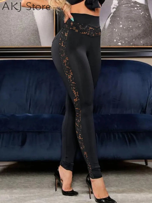 Stretch High Waist Floral Mesh Leggings