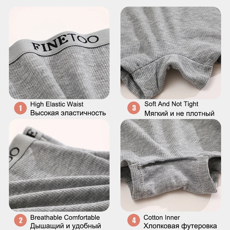 FINETOO Boxer Boyshort Low Waist Underwear - 2PCS/Set