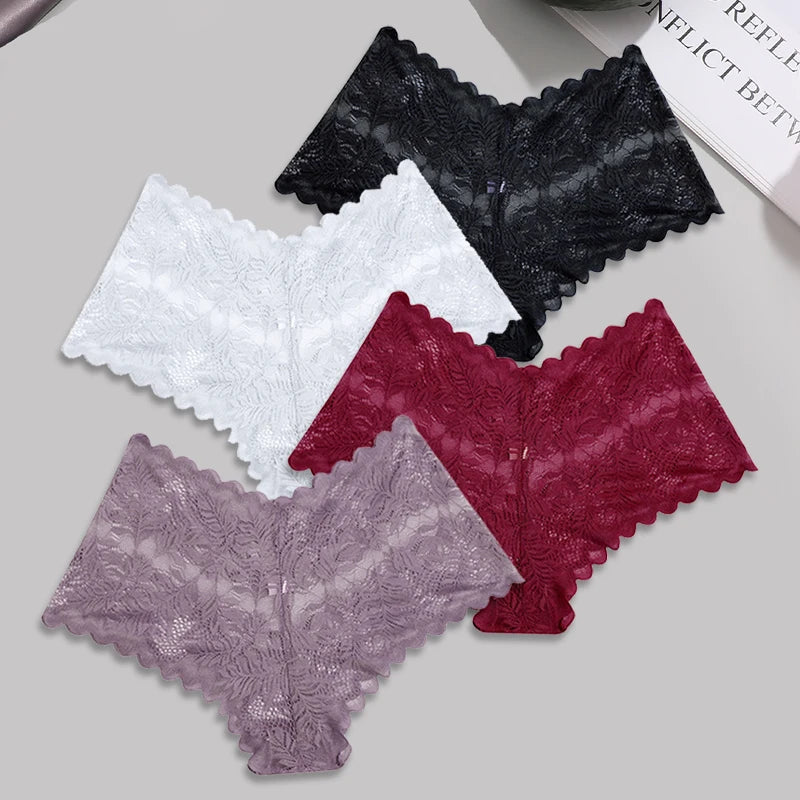 FINETOO Lace Floral Boyshorts - 4pcs