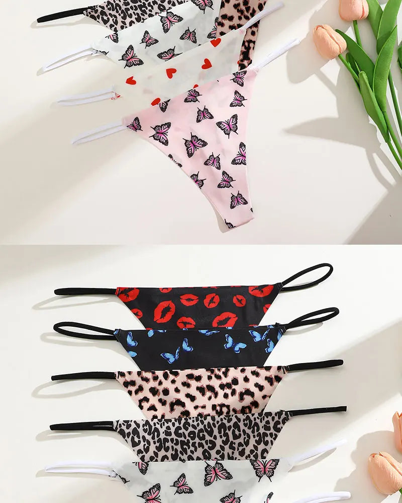 FINETOO Seamless Thin Strap Low Waist Thong - 4PCS