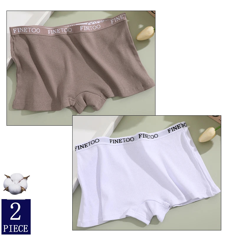 FINETOO Boxer Boyshort Low Waist Underwear - 2PCS/Set