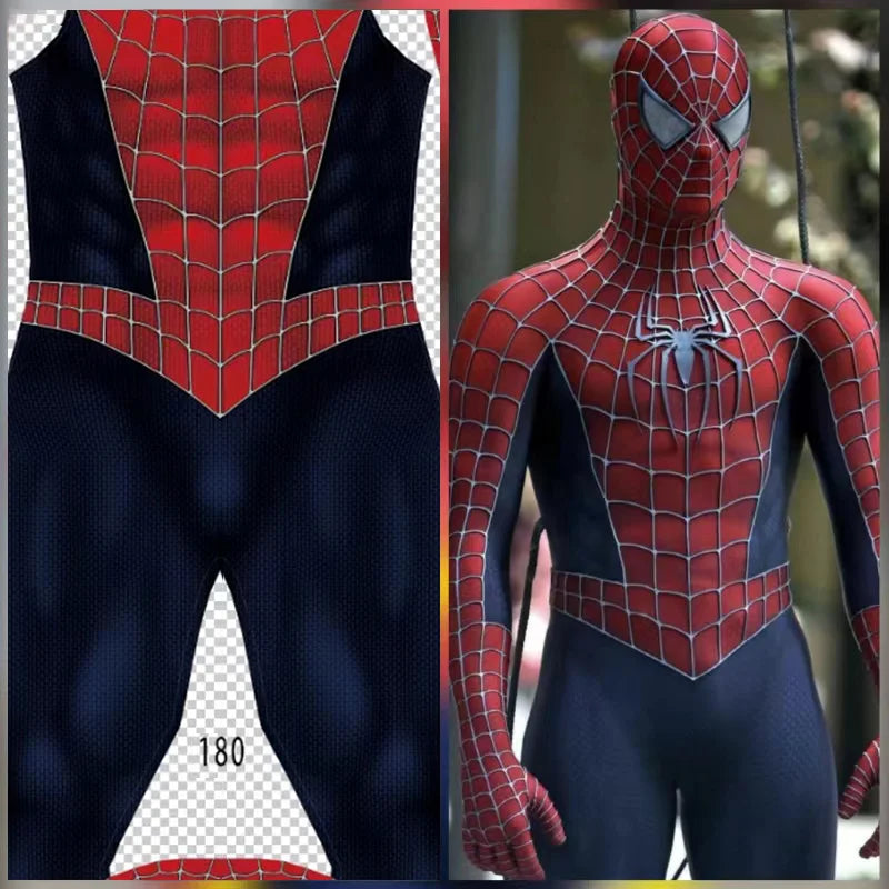 Maguire Raimi Spiderman Cosplay 3D Logo & Bodysuit Superhero Spiderman Zentai Suits Spandex Halloween Costume