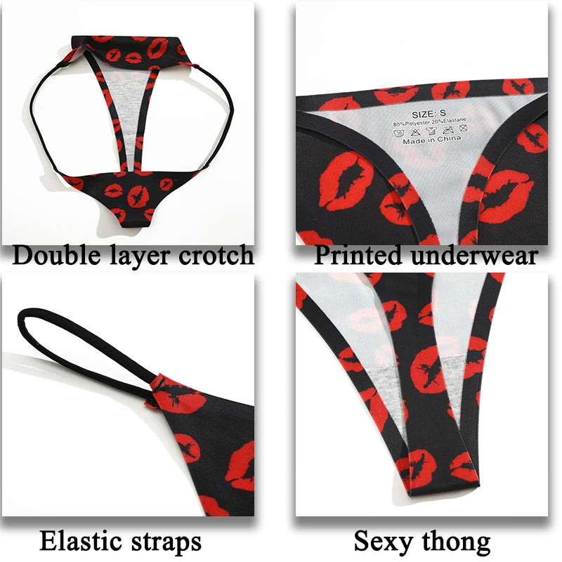 FINETOO Seamless Thin Strap Low Waist Thong - 4PCS