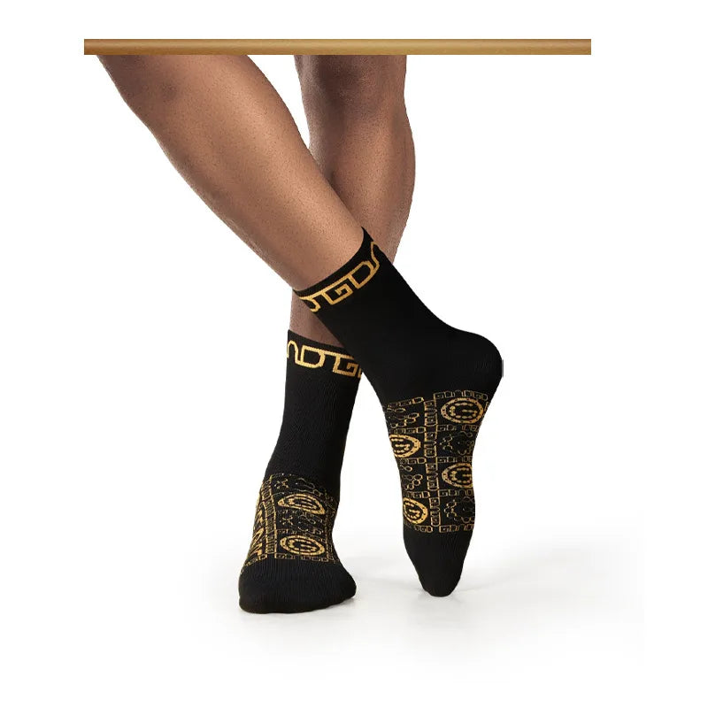 Gold Mid-Length Cotton Socks - 6 pairs