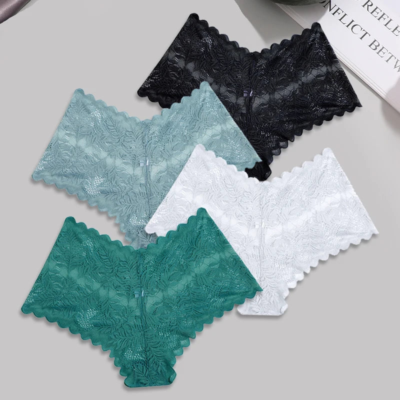 FINETOO Lace Floral Boyshorts - 4pcs