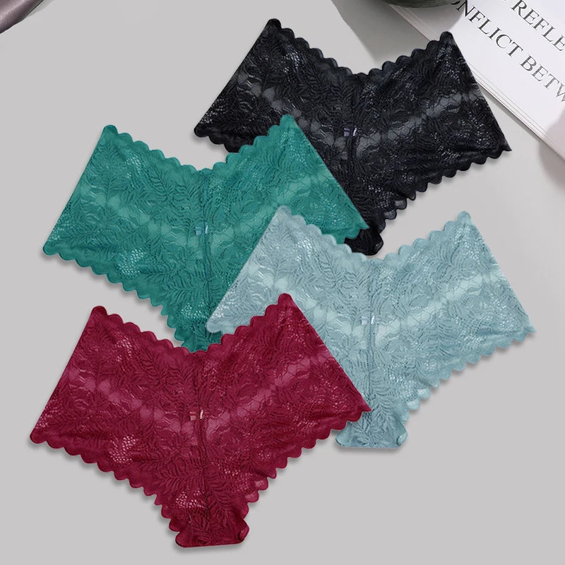 FINETOO Lace Floral Boyshorts - 4pcs