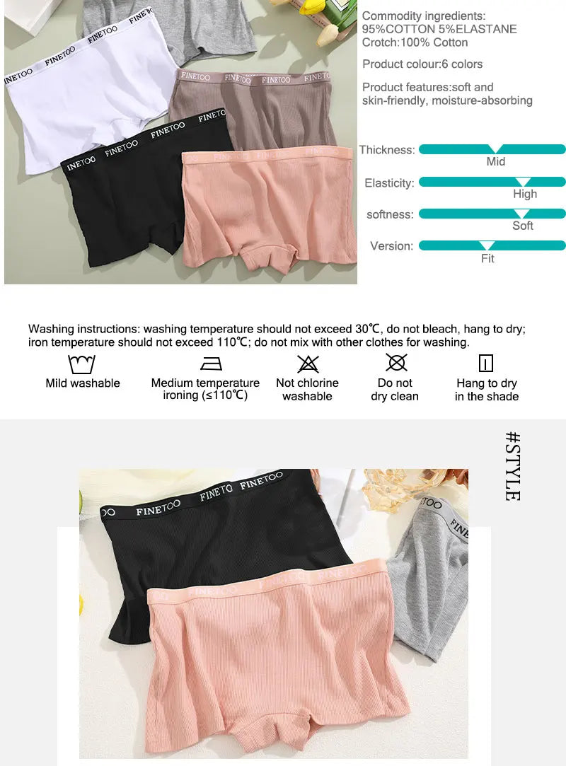 FINETOO Boxer Boyshort Low Waist Underwear - 2PCS/Set