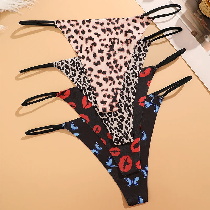 FINETOO Seamless Thin Strap Low Waist Thong - 4PCS