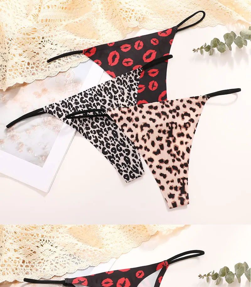 FINETOO Seamless Thin Strap Low Waist Thong - 4PCS