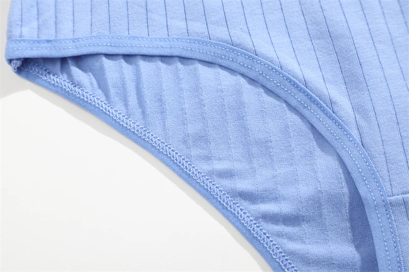 FINETOO Ribbed Striped Underwear 5PCS/SET