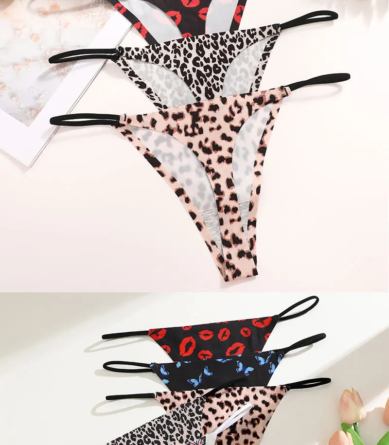 FINETOO Seamless Thin Strap Low Waist Thong - 4PCS