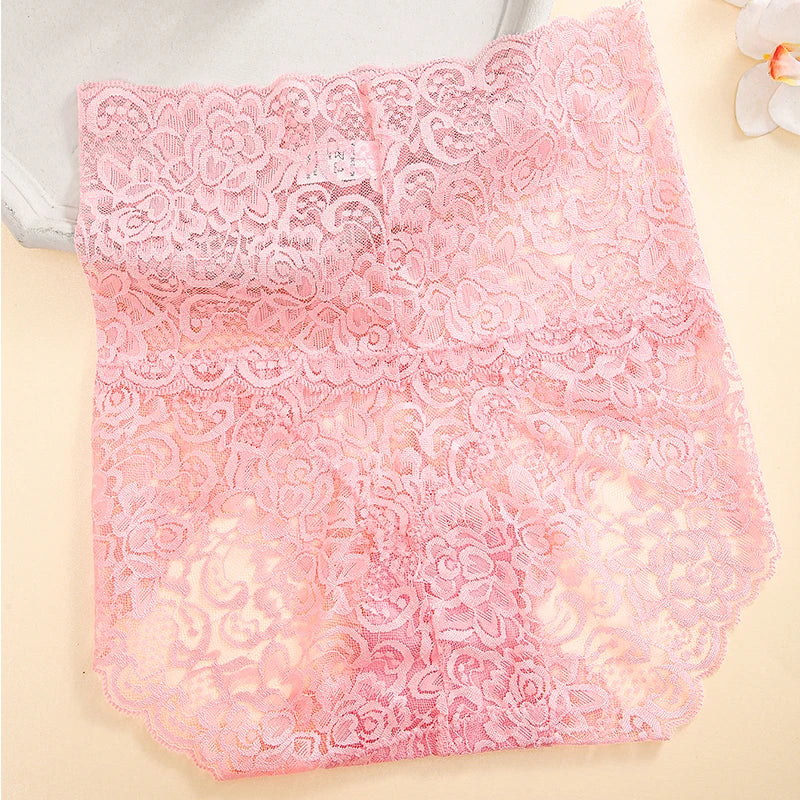 FINETOO High-Rise Stretchy Semi Sheer French-Cut Lace Panties - 1PCS