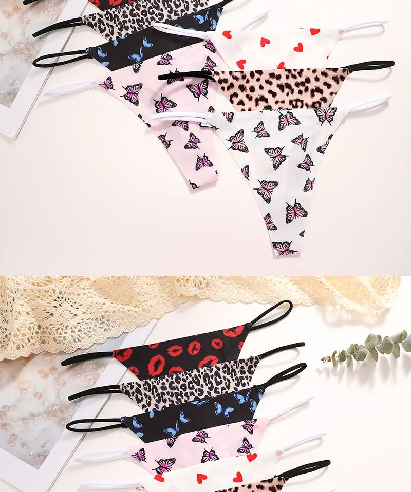 FINETOO Seamless Thin Strap Low Waist Thong - 4PCS