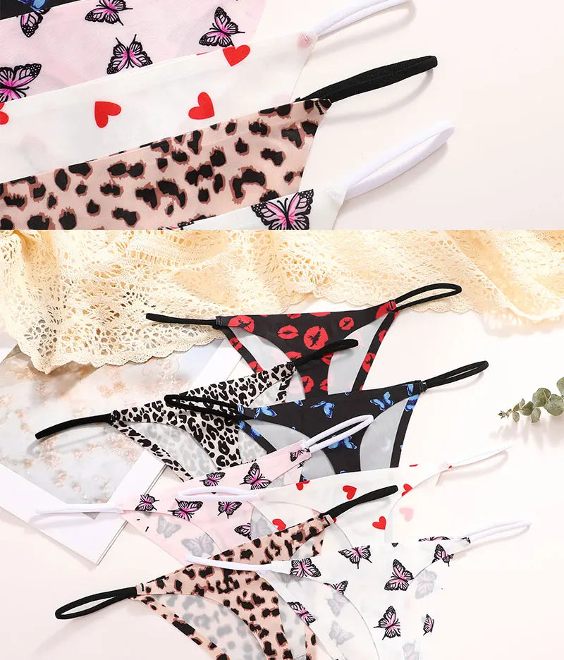 FINETOO Seamless Thin Strap Low Waist Thong - 4PCS