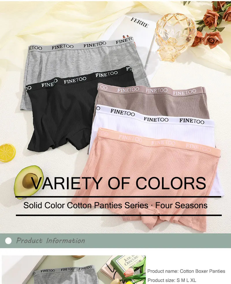 FINETOO Boxer Boyshort Low Waist Underwear - 2PCS/Set