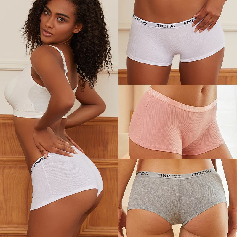 FINETOO Boxer Boyshort Low Waist Underwear - 2PCS/Set