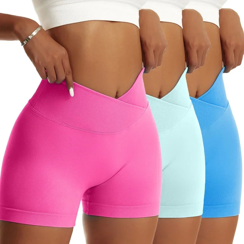Hip Sports High Elastic Breathable Running Biker Shorts - 3 Pcs