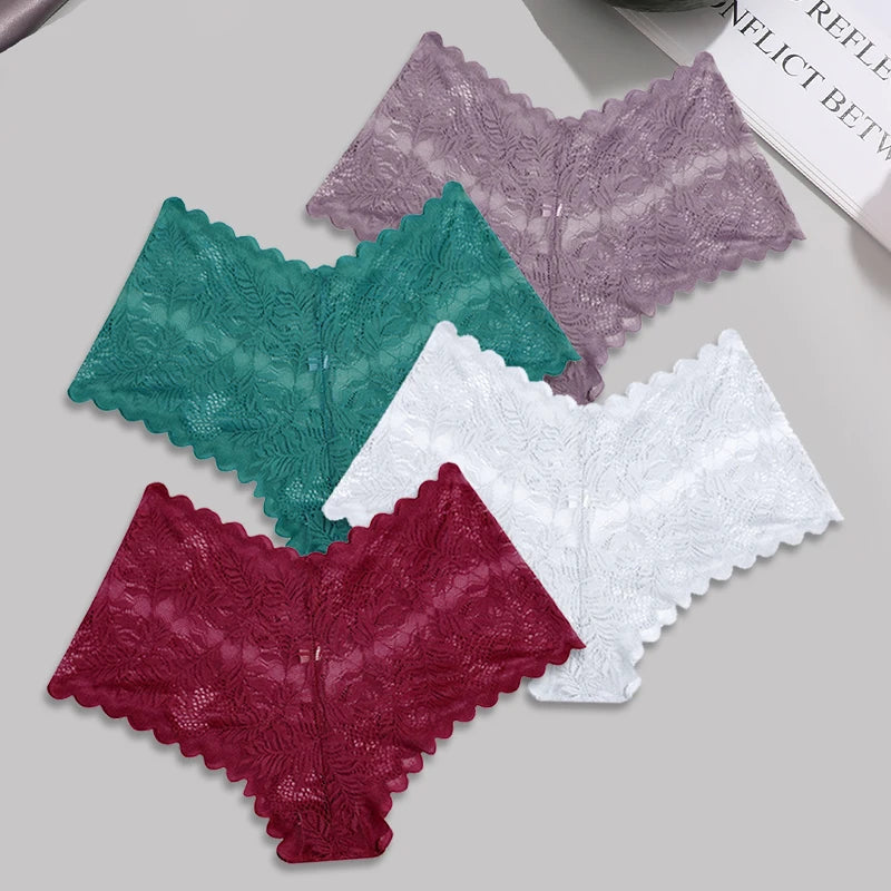 FINETOO Lace Floral Boyshorts - 4pcs