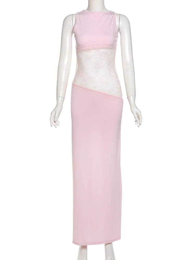 Jacquard Mesh Patchwork Irregular Chic Dress