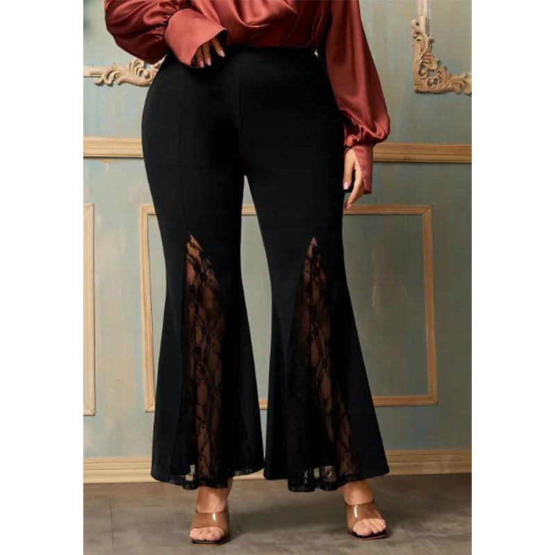 High Waist Lace Flare Leggings - Plus Size