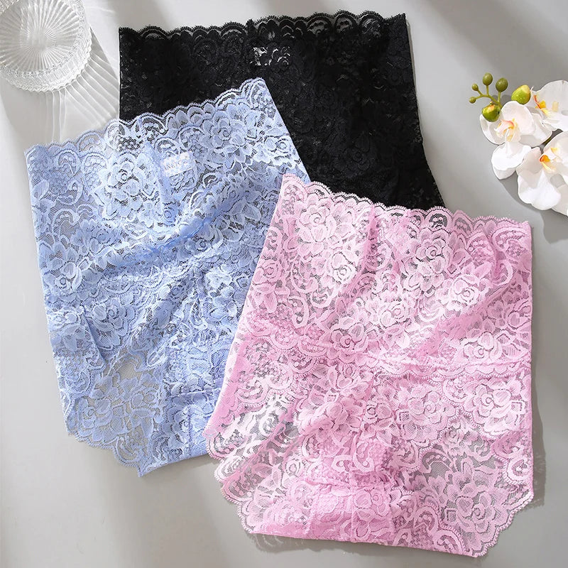 FINETOO High-Rise Stretchy Semi Sheer French-Cut Lace Panties - 1PCS