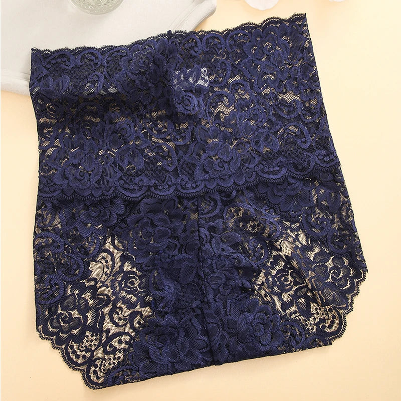 FINETOO High-Rise Stretchy Semi Sheer French-Cut Lace Panties - 1PCS