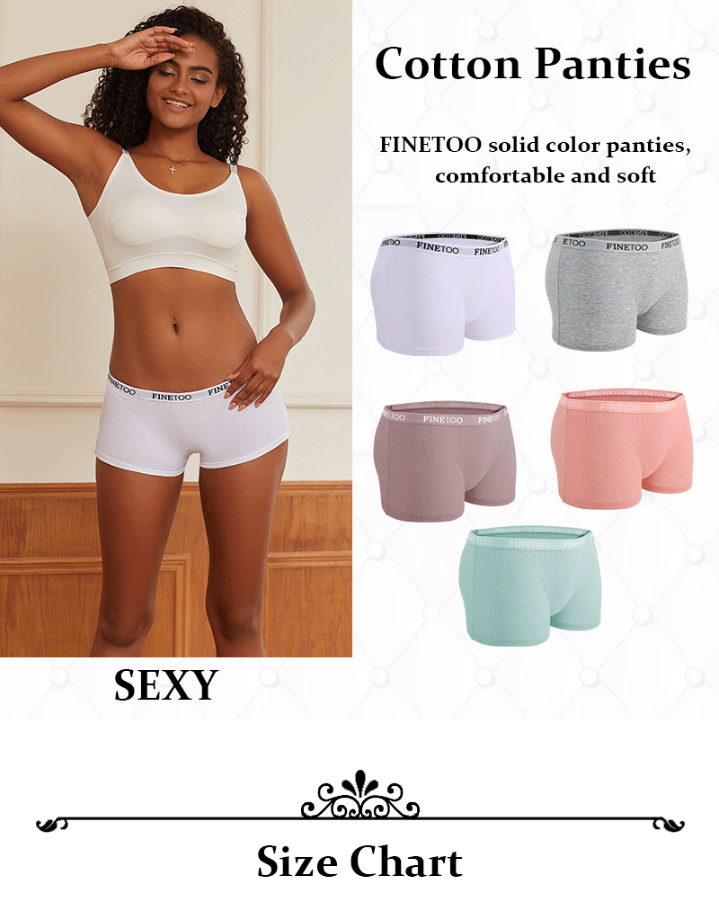 FINETOO Boxer Boyshort Low Waist Underwear - 2PCS/Set