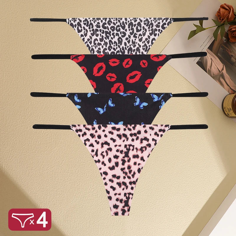 FINETOO Seamless Thin Strap Low Waist Thong - 4PCS