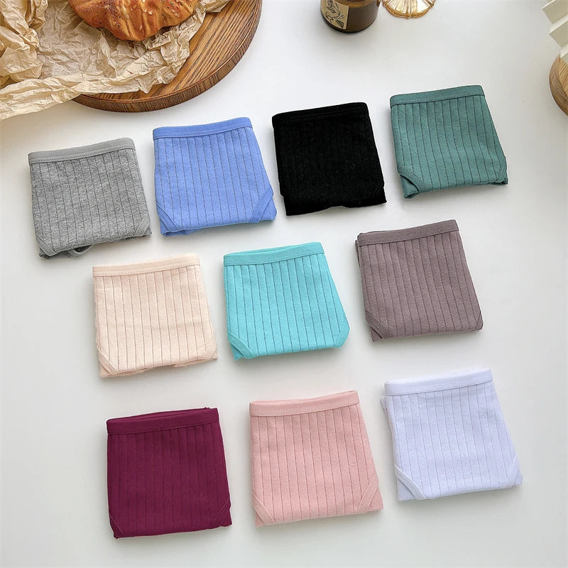 FINETOO Ribbed Striped Underwear 5PCS/SET