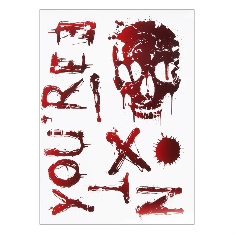 Halloween Bloody Handprint Window Stickers Horror Bloodstain Wall Sticker Haunted House Prop Halloween Party Floor Clings Decor